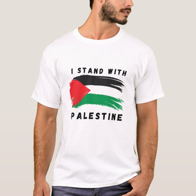 T-shirt Je Me Trouve Avec La Palestine Avec Drapeau Design (Devant)