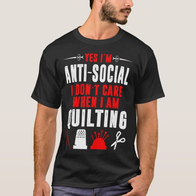 T-shirt Je m'en fiche quand je fais du patchwork (Devant)