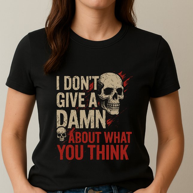 T-shirt Je m'en fiche Tee; Texte et graphique gras sans ex (Créateur téléchargé)