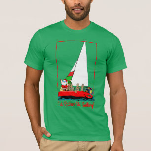 T-shirt Je naviguerais plutôt avec Père Noël à Noël