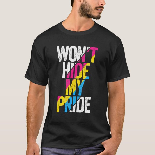 T-shirt Je ne cacherai pas ma fierté Pansexual Flag LGBTQ  (Devant)