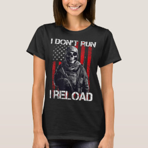 T-shirt Je ne cours pas, je recharge, drapeau américain po