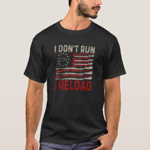 T-shirt Je ne cours pas je recharge Pro Gun American Flag 
