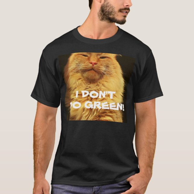 T-shirt Je ne fais pas de Green - Chat orange (Devant)