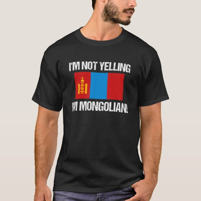 T-shirt Je ne hurle pas Drapeau national mongol Mongolie (Devant)