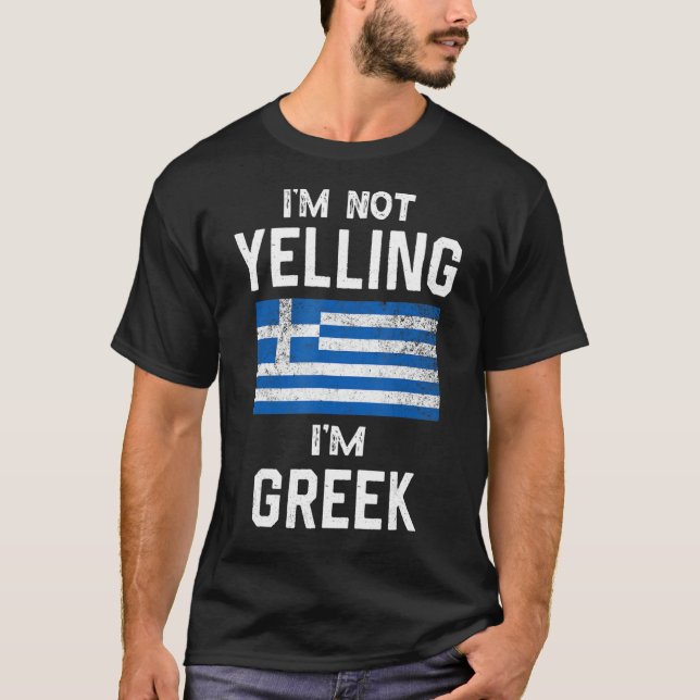 T-shirt Je ne hurle pas Je suis grec Drôle drapeau de la G (Devant)
