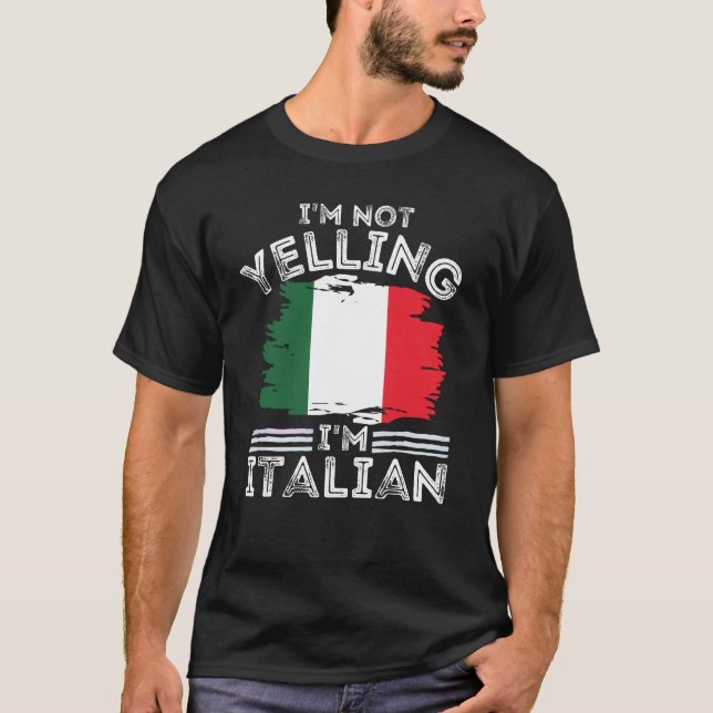 T-shirt Je ne hurle pas je suis Italien pour Italien  (Devant)