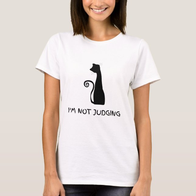 T-shirt Je ne juge pas Conception graphique de chat noir d (Devant)