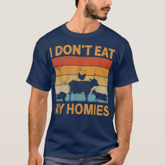 T-shirt Je ne mange pas Mes Homies Chemise Rétro Cute végé