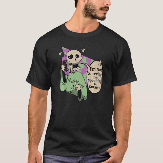 T-shirt Je ne me moque pas de parler en cursive (Devant)