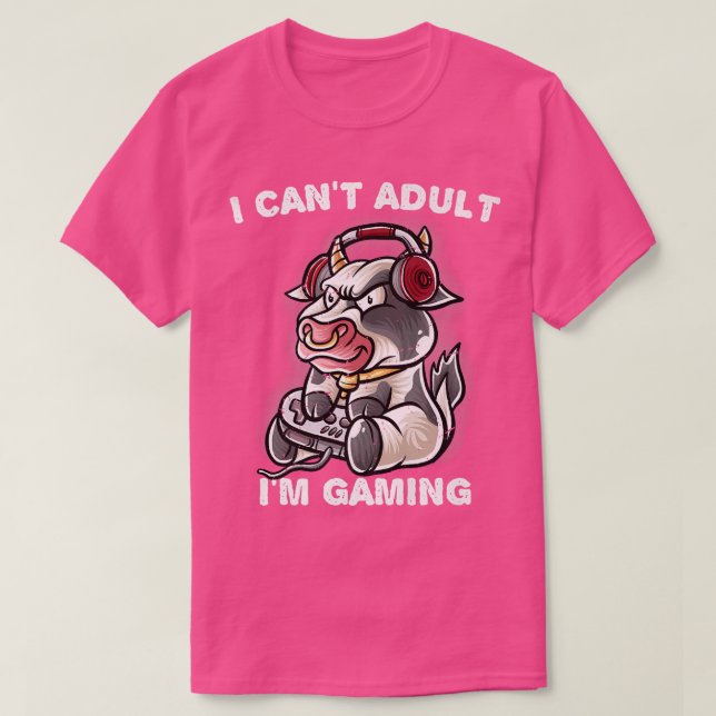T-shirt Je ne peux pas Adulte Je suis Jeu Gamer Cow Farmer (Design devant)