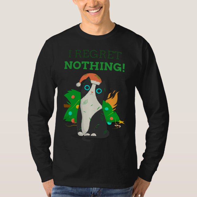 T-shirt Je ne regrette rien Chat de Noël Parfait (Devant)