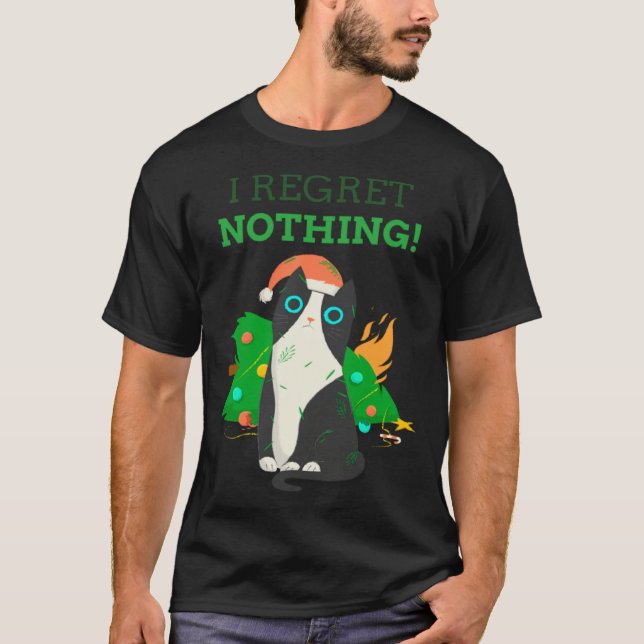 T-shirt Je Ne Regrette Rien Noël Chat Parfait (Devant)