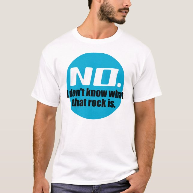 T-shirt Je ne sais pas ce que cette roche est (Bleu) (Devant)