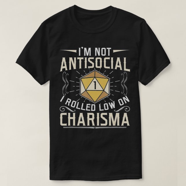 T-shirt Je ne suis pas antisocial, j'ai roulé bas sur Char (Design devant)
