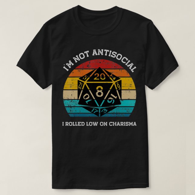 T-shirt Je ne suis pas antisocial, j'ai roulé bas sur Char (Design devant)