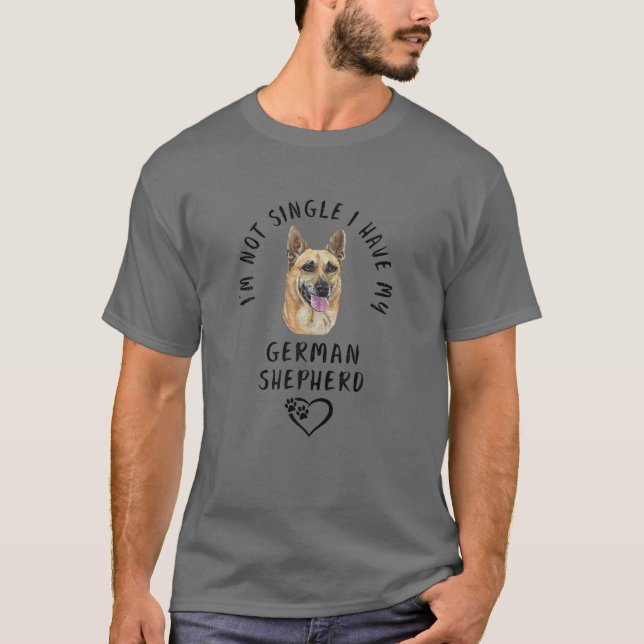 T-shirt Je ne suis pas célibataire j'ai mon chien ALLEMAND (Devant)