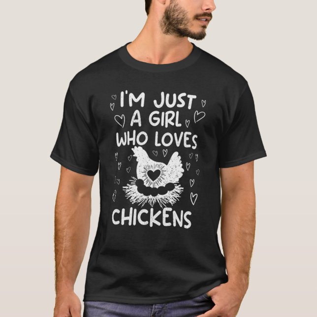 T-shirt Je ne suis qu'une fille qui aime les poules mignon (Devant)