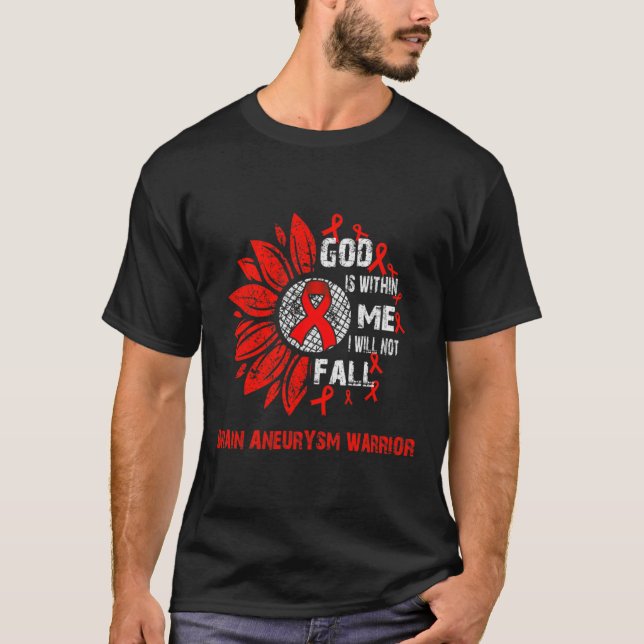 T-shirt Je ne tomberai pas BRAIN ANEURYSM guerrier (Devant)