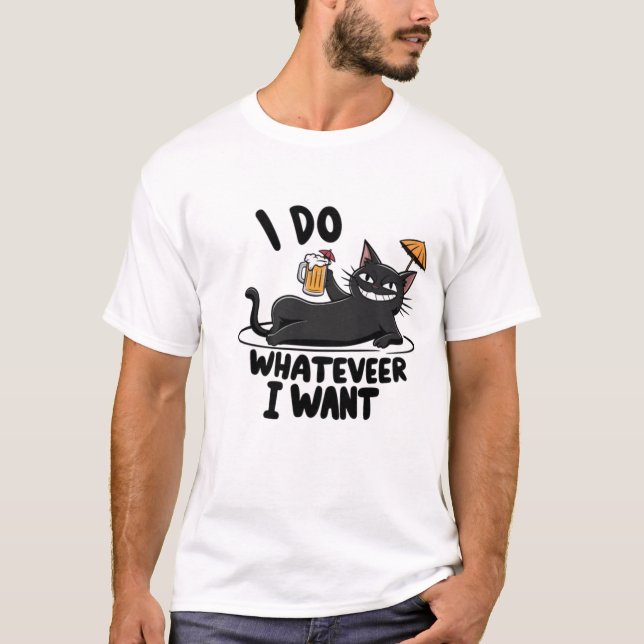 T-shirt je ne veux pas de chat drôle (Devant)