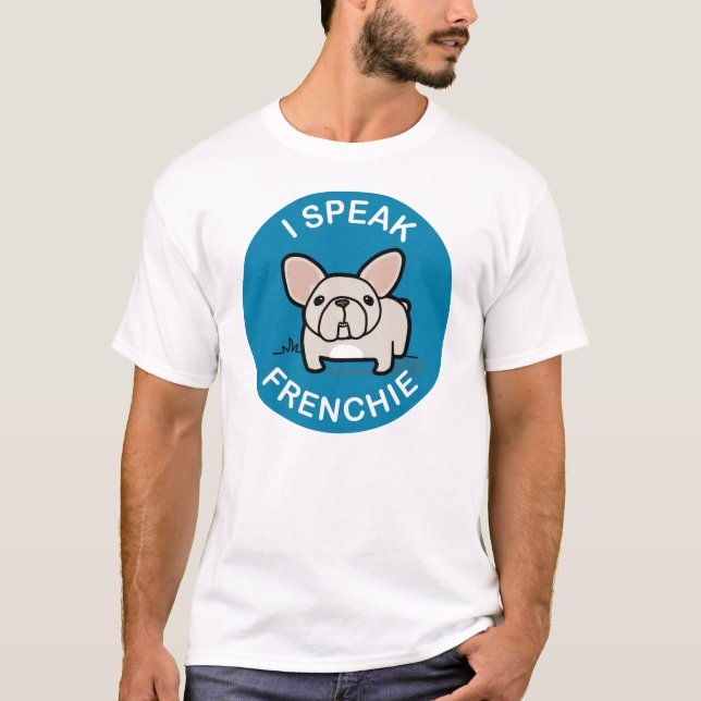 T-shirt Je parle Frenchie - bleu (Devant)
