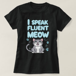 T-shirt Je parle Meow noir femmes