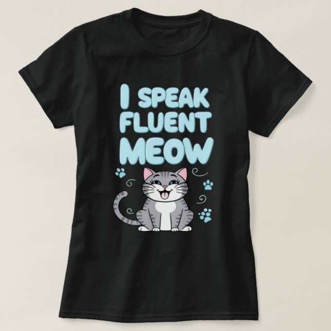 T-shirt Je parle Meow noir femmes (Design devant)