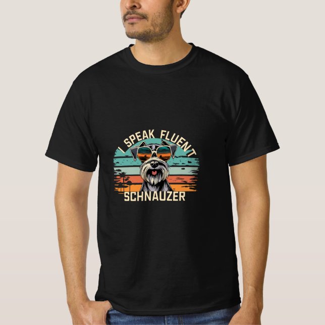 T-shirt Je parle Schnauzer Fluent - Schnauzer Chien Cool (Devant)