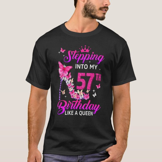 T-shirt Je Passe Mon 57e Anniversaire Comme Une Reine Heur (Devant)