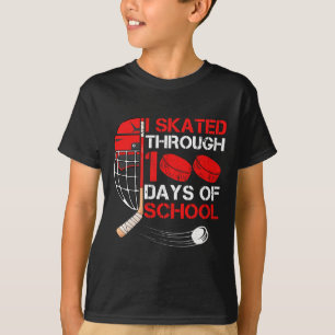 T-shirt Je patine à travers 100 jours d'école Fan de hocke