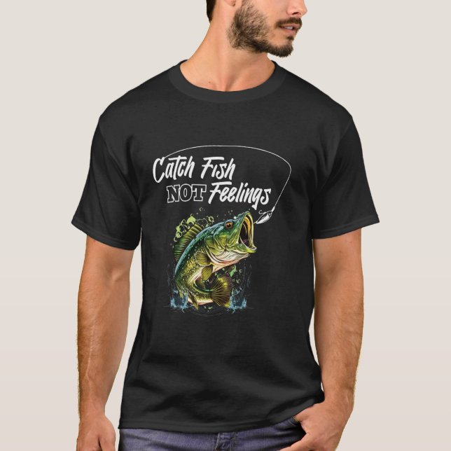 T-shirt Je pêche des poissons pas des sentiments drôle pêc (Devant)