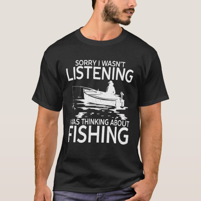 T-shirt Je pensais à la pêche   Pêche (Devant)