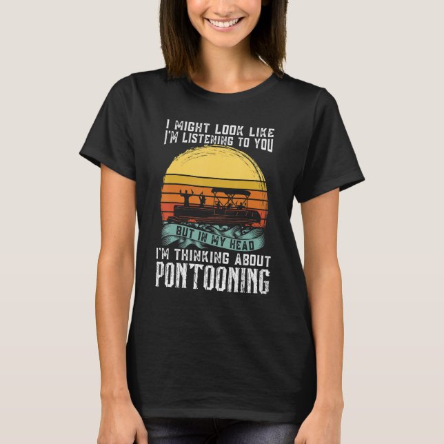 T-shirt Je pense à Pontooning Pontoon Boat Capitaine (Devant)