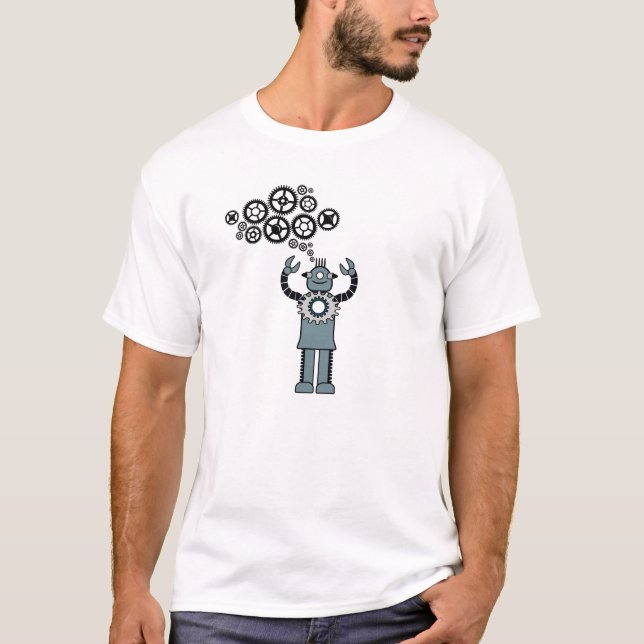 T-shirt Je pense dans le robot - le robot de Steampunk (Devant)