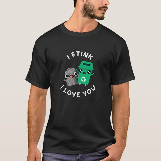 T-shirt Je Pense Je T'Aime Drôle Jeu De Poubelle Jeu Basse (Devant)