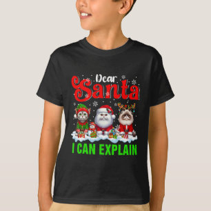 T-shirt Je Peux Expliquer Noël Trois Chats-Elfes Père Noël