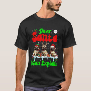 T-shirt Je peux expliquer Noël Trois rennes de Santa Pugs
