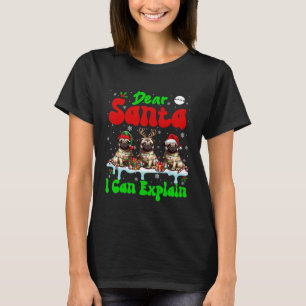 T-shirt Je peux expliquer Noël trois rennes Santa Pugs pro
