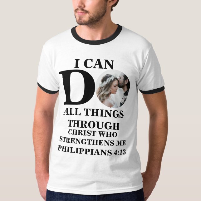 T-shirt Je peux faire tout ce que Christian photo Bible ve (Devant)