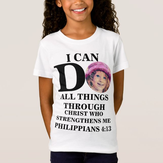 T-Shirt Je peux faire tout ce que Christian photo Bible ve (Devant)