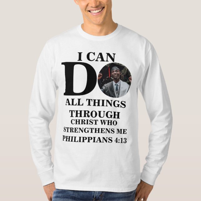 T-shirt Je peux faire tout ce que Christian photo Bible ve (Devant)