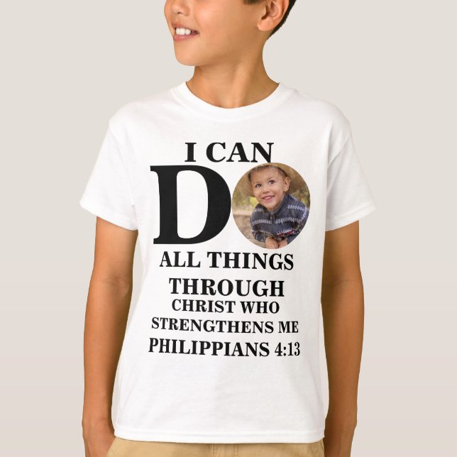 T-shirt Je peux faire tout ce que Christian photo Bible ve (Devant)