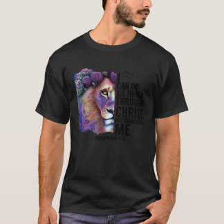 T-shirt Je peux faire tout par le Christ Lion Bible vers
