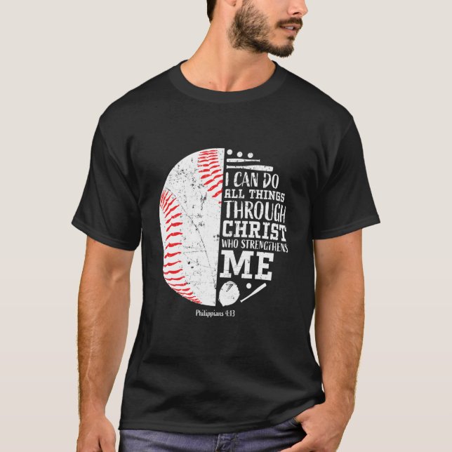 T-shirt Je Peux Faire Toutes Les Choses Cadeaux De Basebal (Devant)