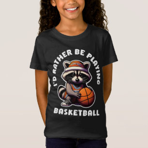 T-Shirt Je Plais Plutôt Jouer Basketball Funny Racoon Cade