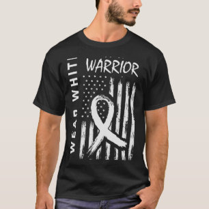 T-shirt Je Porte Blanc Poumon Cancer Guerrier Hommes Femme