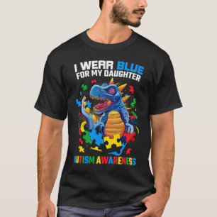 T-shirt Je Porte Bleu Pour Fille Autiste Fille Dinosaure