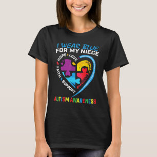 T-shirt Je Porte Bleu Pour Ma Nièce Puzzle De Sensibilisat