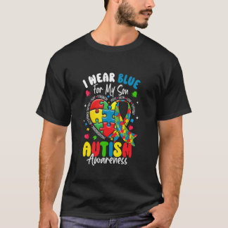 T-shirt Je Porte Bleu Pour Mon Fils Sensibilisation à l'Au