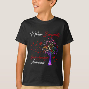 T-shirt Je Porte Burgundy Cerveau Aneurysme Sensibilisatio